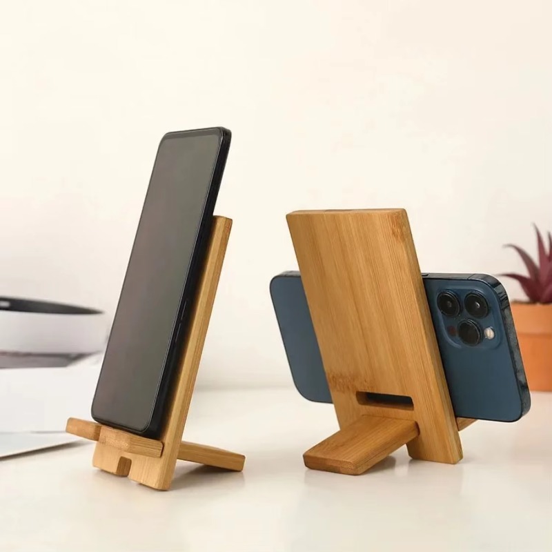 Phone Stands - Bamboo Desktop Mobile Phone Holder, Wood